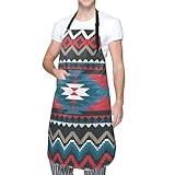 Hysing Tribal Ethnic Cooking Apron For Women Men With Pockets,Native American Style Southwest Aztec Colorful Oxford Cloth Kitchen Apron For Home Waitress Chef Baking/Bbq Waterproof 28x33 Inch