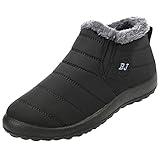 L-RUN Womens Winter Snow Boots Warm Ankle Fur Boots Womens Shoes Black Women_8.5, Men_7.5 M US