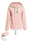 Avoogue Raincoats for Women Lightweight Waterproof Rain Jacket Packable Outdoor Hooded Windbreaker Juniors Rainwear(Pink S)