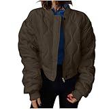 Emergency Preparedness Items Quilted Jackets for Women 2024 Long Sleeve Zip up Cropped Puffer Jacket Lightweight Casual Winter Thermal Padded Coat Jackets for Women