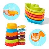 Baby Bath Toys for Kids Ages 1-3 | 11PCS Mold Free Floating Boats & Bathing Spoons Bathtub Water Table Toys for Babies 6-12 Months & Toddlers 2-4 Early Learning Educational Gifts