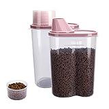 GreenJoy 2 Pack 2lb/2.5L Pet Food Storage Container with Measuring Cup, Can Covers and Bowl for Small Dog, Cat, Waterproof-BPA Free