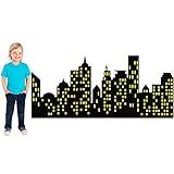 59.06 x 26.3 Inches City Skyline Backdrops American Cityscape Comics Style Buildings Scenes Photography Hero Cardboard Background for Children Birthday Party Baby Shower Photo Cake Table Decorations
