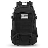 Jueachy Tactical Backpack for Men Hiking Day Pack Molle Military Rucksack Waterproof 30L EDC Bag with USA Flag Patch Black