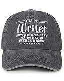 InnoBeta Writer Gifts Cap for Women Men - Adjustable Vintage Washed Cotton Embroidered Hat - Gift for Writers, Authors - I'm, Grey