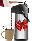 Coffee Carafe with Pump - 102oz / 3L Airpot 12 Hours Large Carafe Hot Cocoa Dispenser for Parties-Hot Water Dispenser, Tea Flask-Insulated Stainless Steel Hot Beverage Dispenser-Thermal Carafe Air Pot