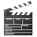 Movie Film Clap Board, Hollywood Clapper Board Wooden Film Movie Clapboard Accessory with Black & White, 12"x11" Give Away White Erasable Pen