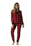 #followme Buffalo Plaid 2 Piece Base Layer Thermal Underwear Set for Women 6372-10195-NEW-RED-M