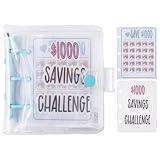 CRASPIRE $1000 Savings Binder 25Pcs Savings Mini Challenge Binder with Cash Envelopes Money Budgets Cash Wallet Clear Binder Book for Saving Budgeting Planer Christmas Mothers Day Home Office Gifts