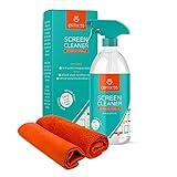 Screen Cleaner Spray Kit | 16oz Large Bottle TV Screen Cleaner Spray + 2 (15x15) Microfiber Cleaning Cloth for Computer Screen Monitor, LED LCD TV, Tablet, Phone, Laptop, Electronic Devices Cleaner