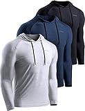 TSLA Men's Long Sleeve Pullover, Dry Fit Running Workout Shirts, Athletic Fitness & Gym Shirt, Hoodie Pullover Black/Navy/Light Grey, Large