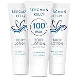 BERGMAN KELLY - Travel Size Lotion - 1 fl oz, 100 PK, White Tea - Delight Your Guests with Invigorating and Refreshing Body Lotion - Quality Mini and Small Size Guest Hotel Toiletries in Bulk