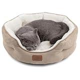 Bedsure Dog Beds for Small Dogs - Round Cat Beds for Indoor Cats, Washable Pet Bed for Puppy and Kitten with Slip-Resistant Bottom, 20 Inches, Camel