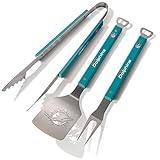 YouTheFan NFL Miami Dolphins Spirit Series 3-Piece BBQ Set , Stainless Steel, 22" x 9"