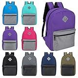 24-Pack 17" Classic Backpacks for Kids - Bookbags in Bulk for Elementary, Middle, and High School Students, 8 Assorted Colors