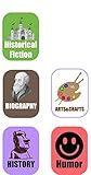 Genre Book Spine Labels for Library | Classroom Library Classification Stickers 450pcs | Arts,Humor,Historical Fiction,Biography,History