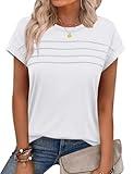 Womens Summer Tops Cap Short Sleeve T Shirts Loose Fit Business Casual Outfits Cute Beach Vacation Clothes Trendy Fashion Resort Wear Spring Tops 2025 Plus Size Oversized Tshirts White XL