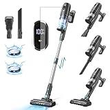 PRETTYCARELIFE Cordless Vacuum Cleaner, 43Kpa Powerful Stick Lightweight Vacuum with LED Touch Display, 45 Mins Long Runtime, Self-Standing Brushless Motor Vacuum for Hard Floor Carpet Hair