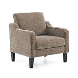VINGLI Accent Chair for Living Room Chairs Light Brown Reading Chair for Bedroom Scooped Arm Chair Mid Century Modern Accent Chairs Upholstered Comfy Chair for Apartment, Waiting Room
