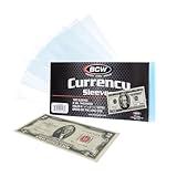 BCW Regular Bill Currency Sleeves - 100-Pack | Acid-Free, Archival Safe Polypropylene Sleeves for Collectible Currency | Clear Money Protectors for Storage and Display | Large US Currency Holders