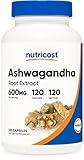 Nutricost Ashwagandha Herbal Supplement 600mg, 120 Capsules - Vegetarian, Non-GMO, Gluten Free, Ashwagandha Root