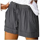 Amazon Warehouse Sale Clearance Open Box Shorts with Pockets for Women Cotton Drawstring Elastic Waist Casual Shorts Loose Lounge Summer Shorts Lounge Shorts for Women Gray M