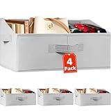 Criusia 4 Pack Large Closet Shelf Organizer Bins with Handles - Fabric Trapezoid Storage Baskets for Clothes, Towel, Blanket, Purse, Hats