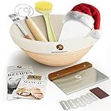 Superbaking Banneton Bread Proofing Basket, Sourdough Bread Baking Supplies, Round 9 Inch Sourdough Starter Kit, Proofing Basket for Bread Baking, Bread Making Supplies Tools, Banneton Basket Gift Set