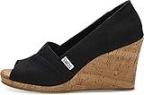 TOMS Women's Classic Espadrille Wedge Sandal, Black Scattered Woven, 8