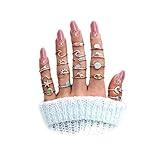 FUTIMELY Boho Retro Stackable Rings Sets for Teens Girls Women Rhinestone Knuckle Joint Finger Kunckle Nail Ring Sets (A：19PC)