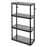 Gracious Living 4 Shelf Fixed Height Ventilated Medium Duty Storage Unit 14 x 32 x 54.5" Organizer System for Home, Garage, Basement, & Laundry, Black