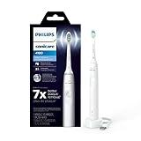 Philips Sonicare 4100 Rechargeable Electric Toothbrush, with Pressure Sensor, 2 Intensity Settings, SmarTimer and QuadPacer, 14-Day Battery Life, White, Model HX3681/23