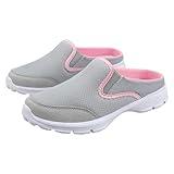 JEUROT Slip on Mules & Clogs for Women Men Mesh Knit Open Back Walking Shoes Breathable Comfort Sneakers Orthopedic Slippers (Pink, 8.5)