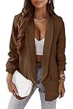 PRETTYGARDEN Women's 2024 Fall Blazer Jackets Casual Long Sleeve Open Front Work Office Blazers (Coffee,Medium)