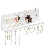 HappyHapi Hanging Jewelry Organizer Necklace Organizer Jewelry Hanger with 36 Hooks,Wall Mounted Jewelry Organizer for Necklace Earrings and Rings (White)
