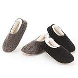 cosyone1997 2-Pair Womens Slipper Socks with Non-Slip Grippers, Winter Warm Fuzzy House Shoes Indoor Soft Sole, Cozy Gifts for Christmas Unique