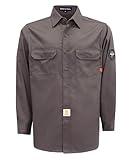 BOCOMAL FR Shirts 6.25oz Light Weight Summer Welding Shirts Flame Resistant Shirt Charcoal Gray Men's Fire Retardant Shirt