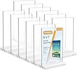 MaxGear 5x7 Acrylic Sign Holder 12 Pack, Clear Table Display Stand， Double Sided Flyer Menu Holder Photo Frame, Plastic Paper Holder Acrylic Picture Frames for Stores, Restaurants, Hotels, Office