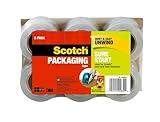 Scotch Sure Start Packing Tape, Clear, Quiet Unwind and Easy Start, Moving Supplies, 1.88 in. x 25 yd., 1.5 in. Core, 6 Tape Rolls