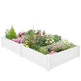 PASAMIC 8x4x1ft Vinyl Raised Garden Bed, Rust-Proof Raised Plant Box for Gardening, Durable Outdoor Planter Box with Open Bottom, DIY Above Ground Vinyl Garden Beds for Fruit, Vegetables, Herbs