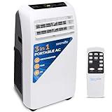 SereneLife Small Air Conditioner Portable 10,000 BTU with Built-in Dehumidifier - Portable AC unit for rooms up to 450 sq ft - Remote Control, Window Mount Exhaust Kit