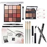 All in One Makeup Kit For Girls - 16 Colors Naked Eyeshadow Palette, 3Pcs Makeup Brushes, Waterproof Eyeliner Pencil, Eyebrow Powder,Eyebrow Pencil,Mascara, Women and Beginners Teens Makeup Gift Set