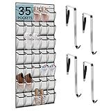 35 Compartment Breathable Mesh Pocket Over the Door Hanging Shoe Organizer, Closet Shoe Organizer, Large Men's and Women's Shoe Organizer, Hanging Over the Door Shoe Organizer (White-A)