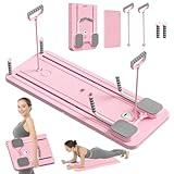 JANUA Pilates Board - 2024 Pilates Reformer Set, Multi-Purpose Foldable Pilates Reformer Board for Home, 5 in 1 Pilates Sliding Board (Pink)