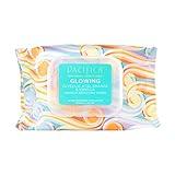 Pacifica Makeup Remover Face Wipes - Daily Facial Cleansing & Exfoliating Towelettes - Biodegradable - Organic - w/ Gycolic Acid - Clean Beauty Vegan & Cruelty-Free Dermatologist Tested 30 Count