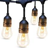 addlon 48 FT Outdoor String Lights Commercial Grade Weatherproof Strand, 18 Edison Vintage Bulbs, 15 Hanging Sockets (3 Spare Bulbs), ETL Listed Heavy-Duty Decorative Christmas Lights for Patio Garden