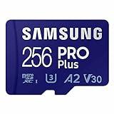 SAMSUNG PRO Plus microSD Memory Card + Adapter, 256GB microSDXC, Up to 180 MB/s, Full HD & 4K UHD, UHS I, C10, U3, V30, A2, for Android Smartphones, Tablets, GoPRO, and DJI Drone (MB MD256SA/AM)