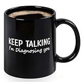 Maustic Psychology Gifts, Therapist Gifts, Keep Talking I'm Diagnosing You Mug, Social Worker School Counselor Gifts for Women Men, Psychologists Psychiatrists Nurse Doctor Gifts, 11 Oz Black