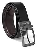 Steve Madden Reversible Men's Dress Casual Every Day Leather Belt, Black/Brown (Burnished), 38