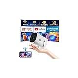 【Built-in APPS & Electric Focusing & Auto Keystone】Mini Projector With Wifi And Bluetooth, 1080P Portable Projector, Movie Projector for Bedroom, Supports Smartphones/TV Stick/iPad/PS5/Laptop/HDMI/USB